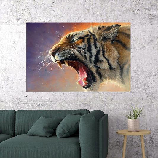 Tiger Growl Wild Animals Oil Poster Wall Art Print Home Wall Decor - xonomax