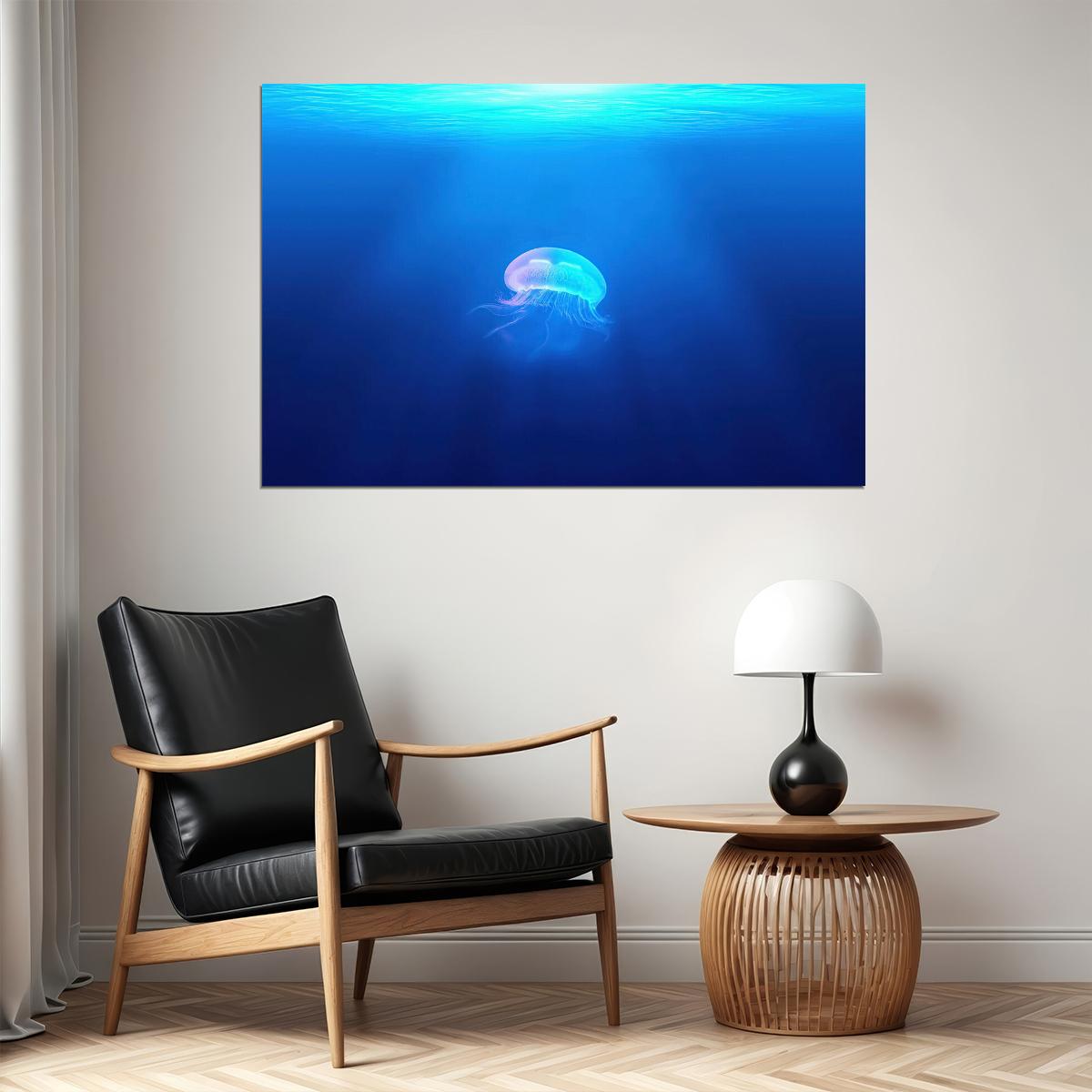 Jellyfish Underwater Water Animals Sea Landscape Poster Wall Art Print Home Wall Decor