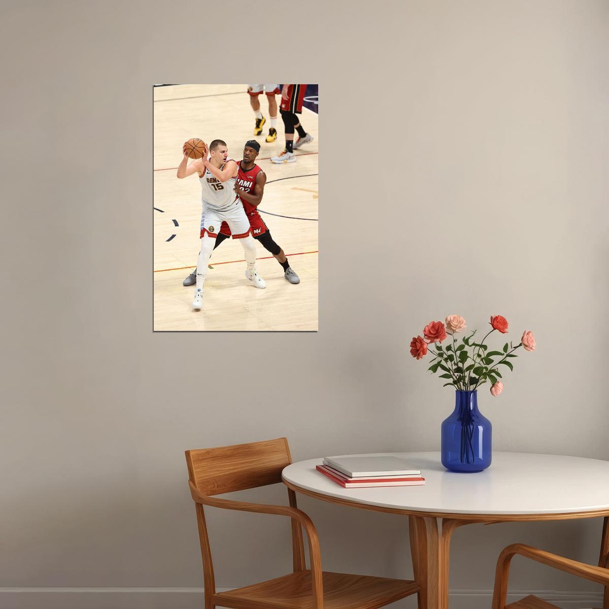 Nikola Jokic In The Match Basketball Denver Nuggets Team Poster Wall Art Print Home Wall Decor - xonomax