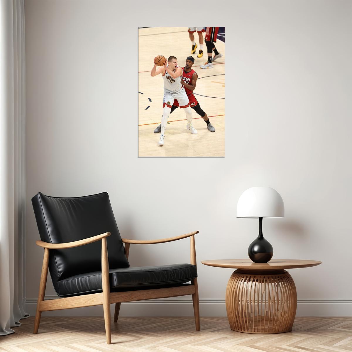 Nikola Jokic In The Match Basketball Denver Nuggets Team Poster Wall Art Print Home Wall Decor - xonomax