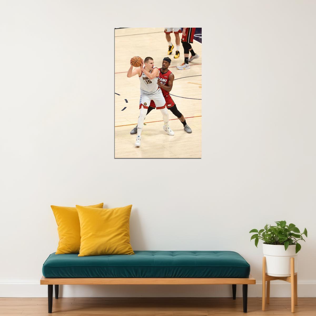 Nikola Jokic In The Match Basketball Denver Nuggets Team Poster Wall Art Print Home Wall Decor - xonomax