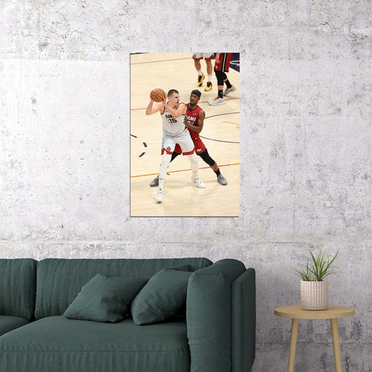 Nikola Jokic In The Match Basketball Denver Nuggets Team Poster Wall Art Print Home Wall Decor - xonomax