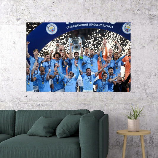 Cup Joy Manchester Champions League Winners Poster Wall Art Print Home Wall Decor - xonomax