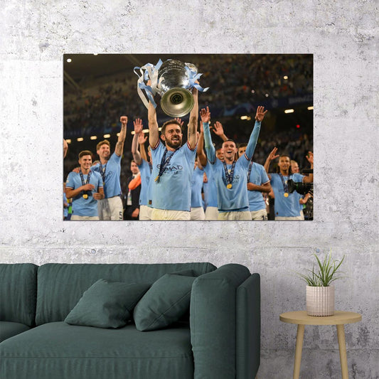 Manchester Champions League Winners Hands In The Air Poster Wall Art Print Home Wall Decor - xonomax