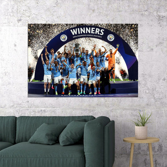 Manchester The Champion Of Champions League Winners Poster Wall Art Print Home Wall Decor - xonomax