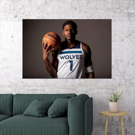 Athlete Anthony Edwards Minnesota Posing Timber Wolves Team Poster Wall Art Print Home Wall Decor - xonomax