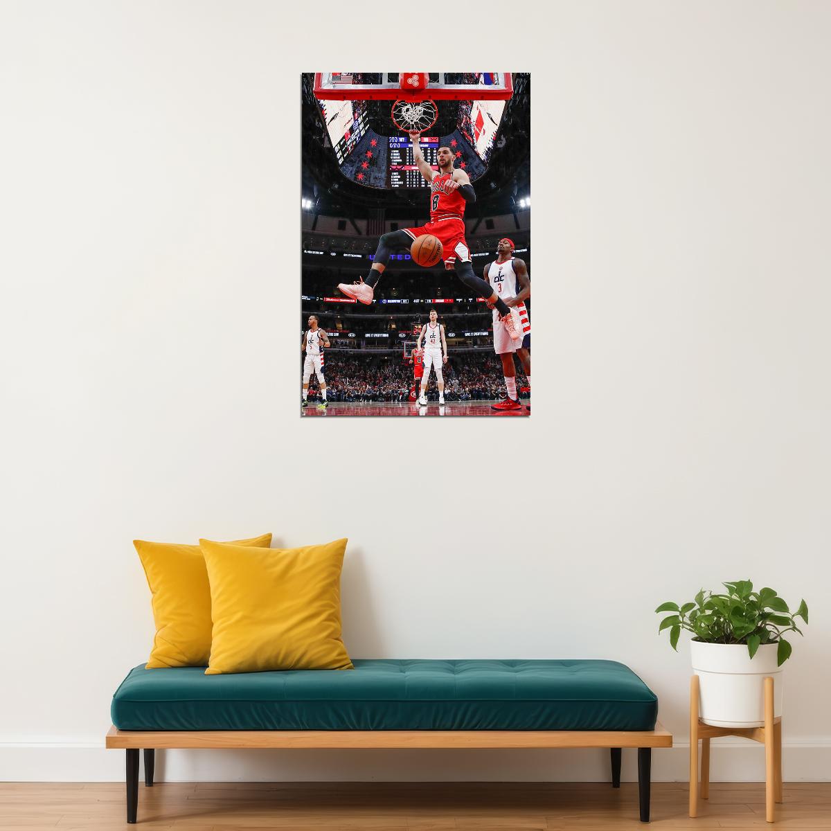 Chicago Bulls Team Athlete Zach Lavine In Match Sports Poster Wall Art Print Home Wall Decor - xonomax