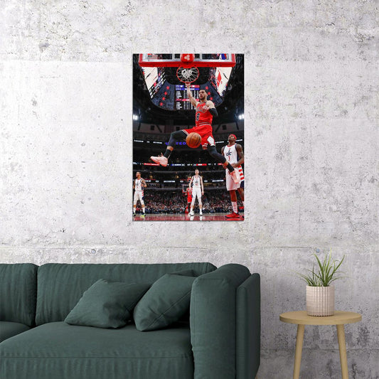 Chicago Bulls Team Athlete Zach Lavine In Match Sports Poster Wall Art Print Home Wall Decor - xonomax