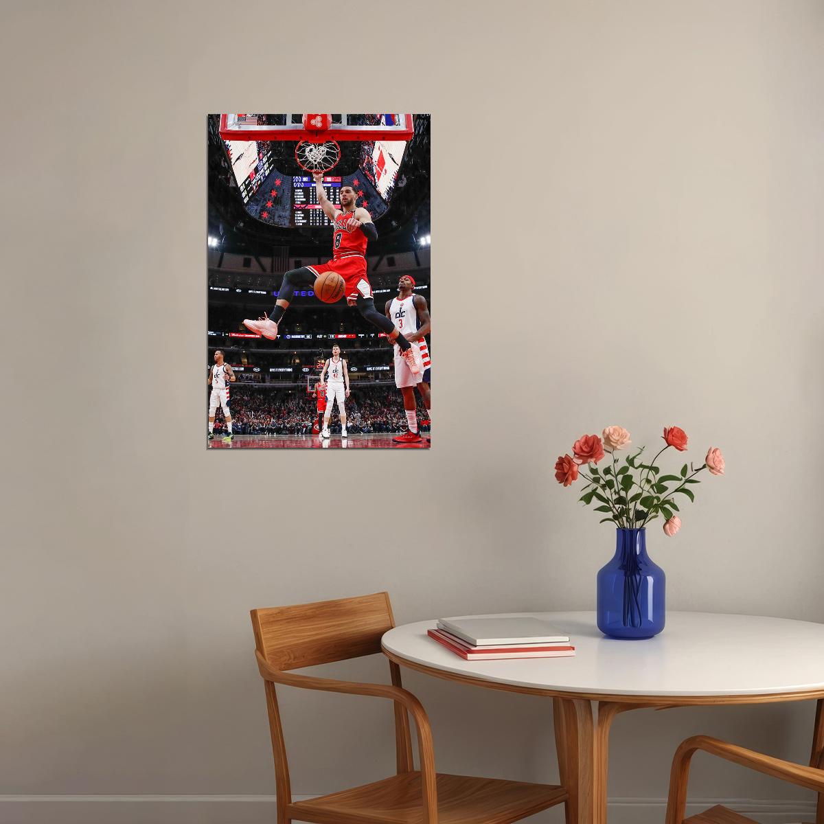 Chicago Bulls Team Athlete Zach Lavine In Match Sports Poster Wall Art Print Home Wall Decor - xonomax