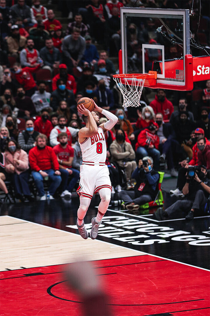 Zach Lavine In Match Chicago Bulls Team Athlete Sports Poster Wall Art Print Home Wall Decor