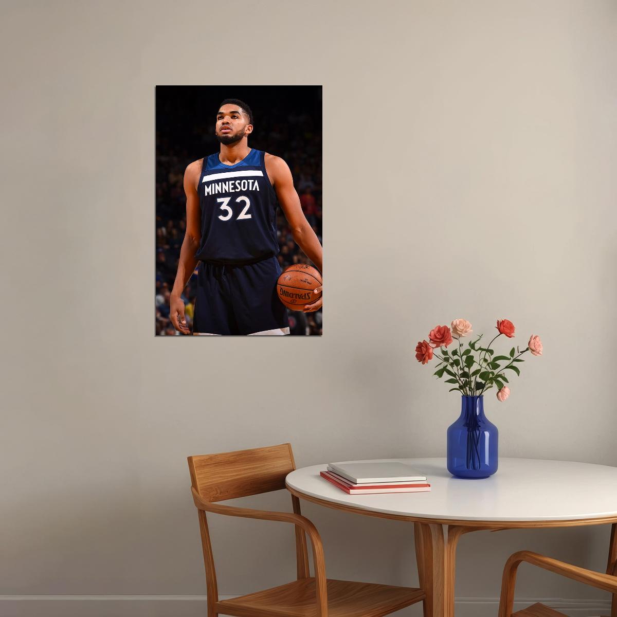 Minnesota Timberwolves Karl Anthony Towns 32 Basketball Poster Wall Art Print Home Wall Decor - xonomax