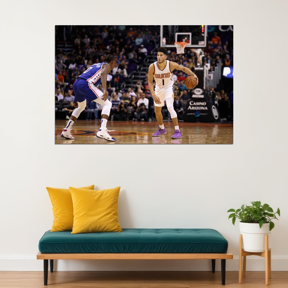 Devin Booker American Athlete Phoenix Suns Basketball Team Poster Wall Art Print Home Wall Decor