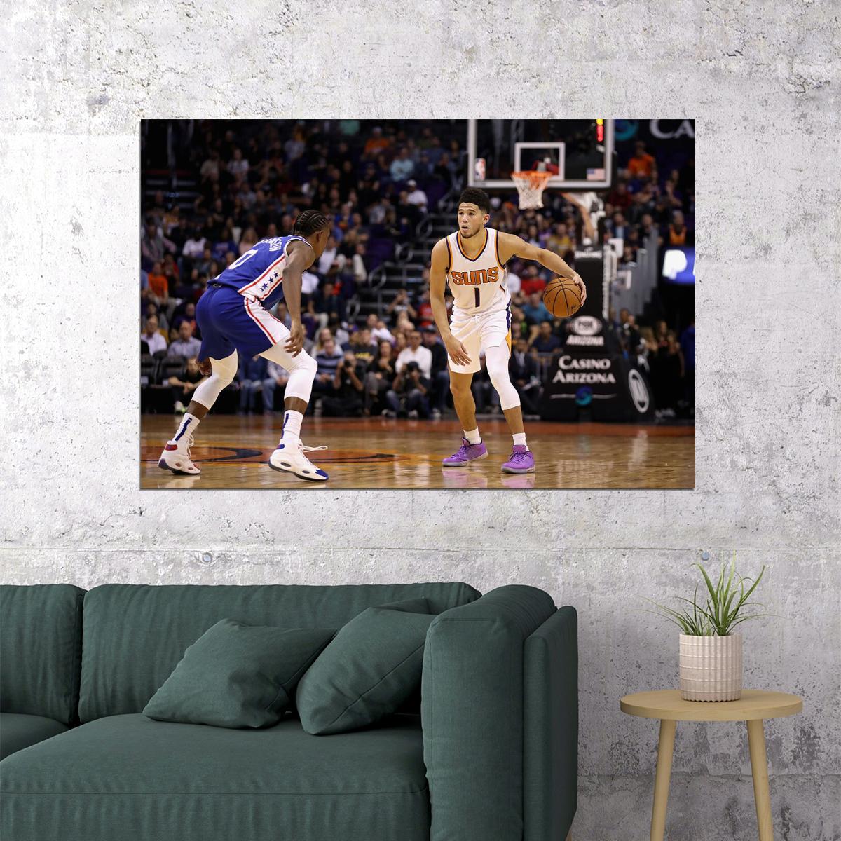Devin Booker American Athlete Phoenix Suns Basketball Team Poster Wall Art Print Home Wall Decor