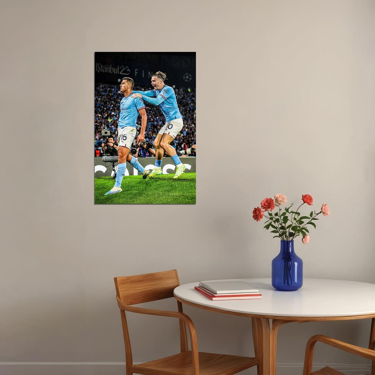 Rodri Manchester Champions League Footballer Winners Poster Wall Art Print Home Wall Decor