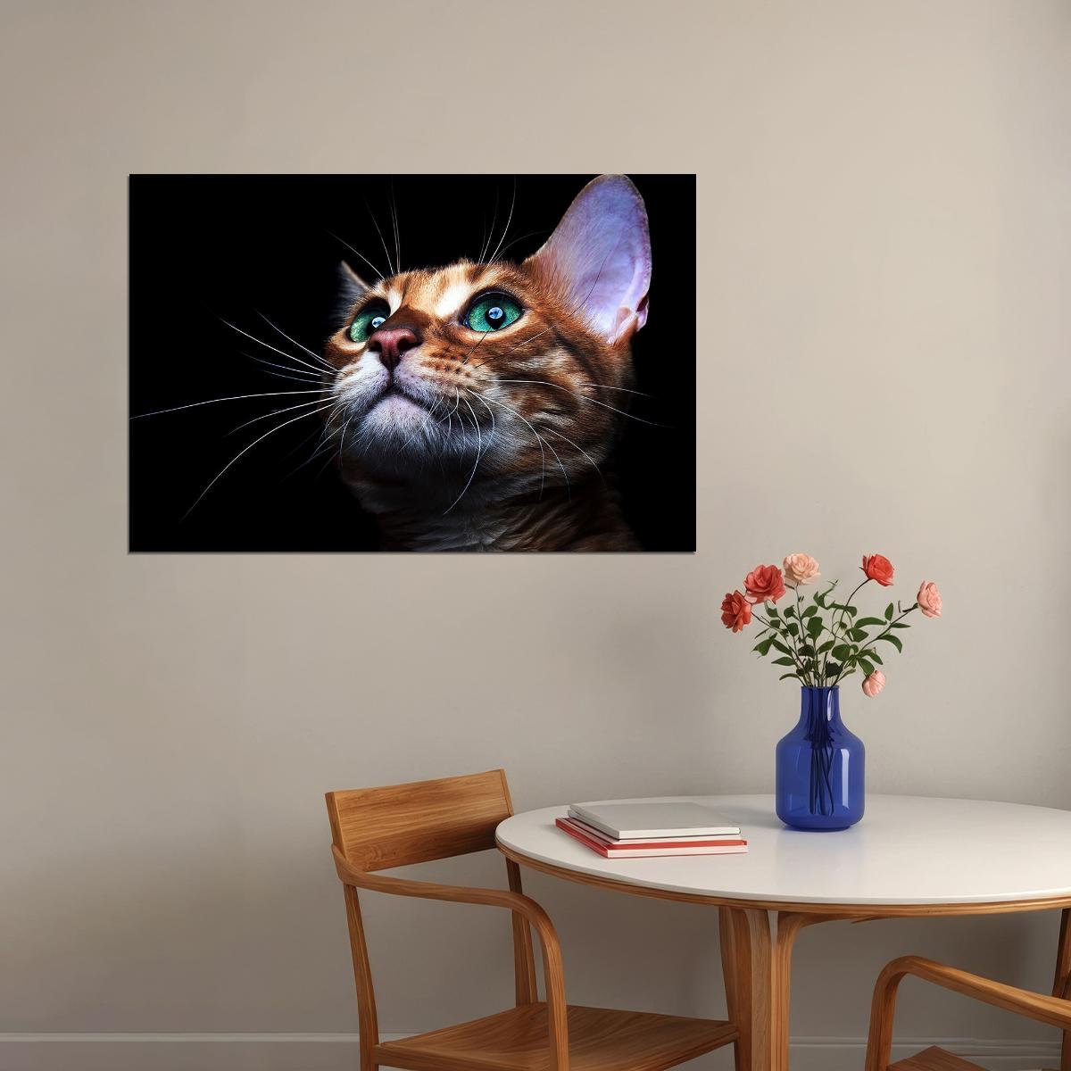 Cat Eyes Green-eyed Cat Looking Forward Animal Poster Wall Art Print Home Wall Decor - xonomax