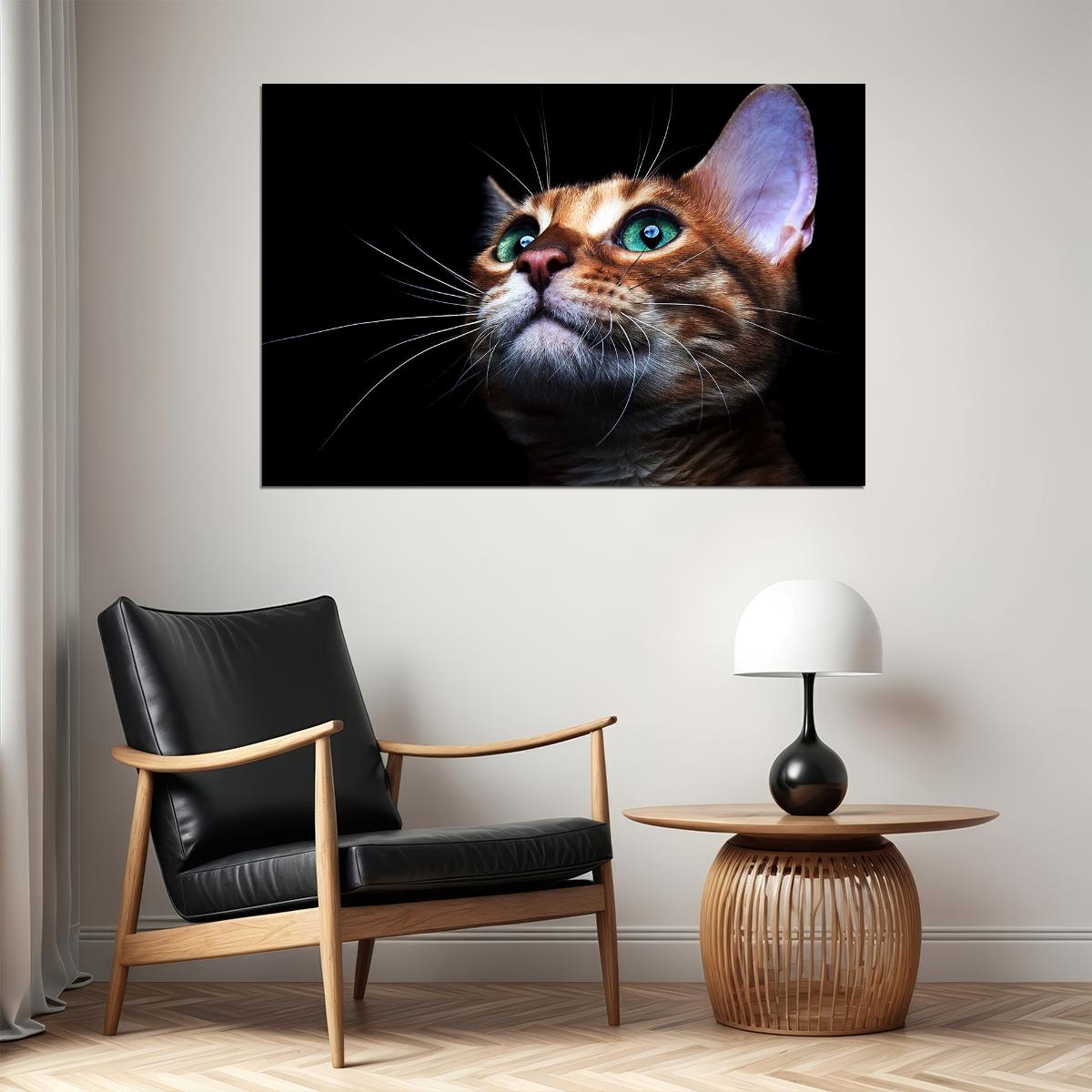 Cat Eyes Green-eyed Cat Looking Forward Animal Poster Wall Art Print Home Wall Decor - xonomax