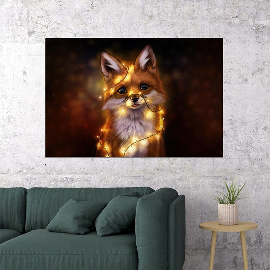 Cute Fox Wild Animals Oil Painting Design Poster Wall Art Print Home Wall Decor - xonomax