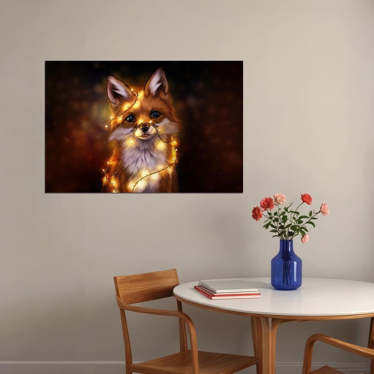 Cute Fox Wild Animals Oil Painting Design Poster Wall Art Print Home Wall Decor - xonomax