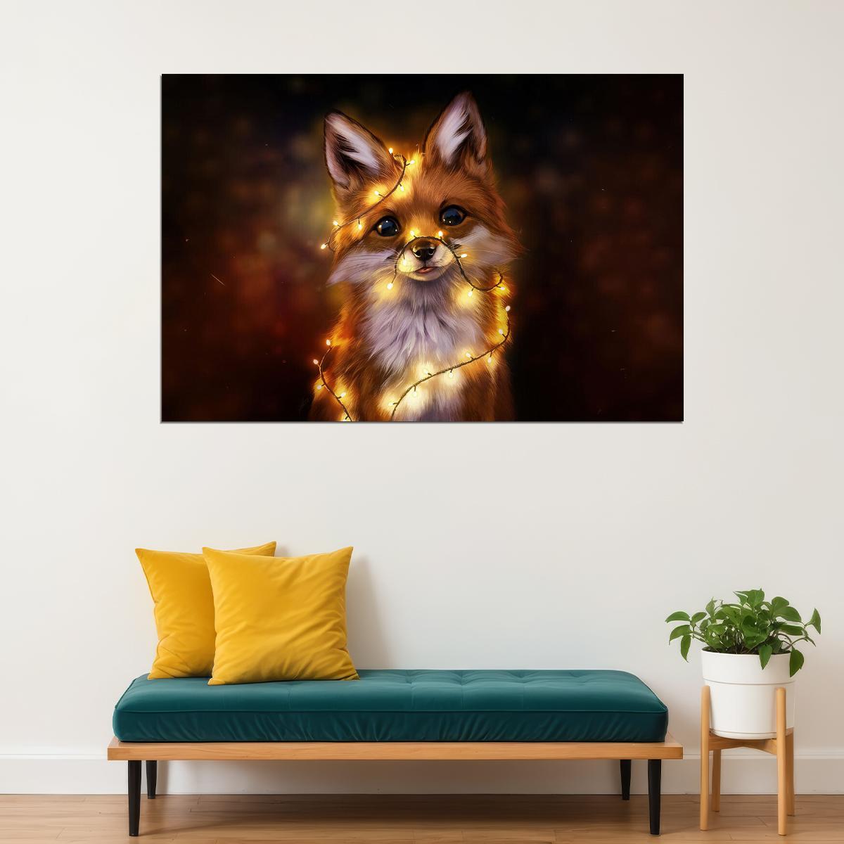 Cute Fox Wild Animals Oil Painting Design Poster Wall Art Print Home Wall Decor - xonomax