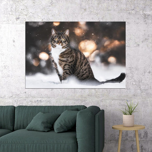 Cat In Snow Cute Animals Nature Life Poster Wall Art Print Home Wall Decor - xonomax