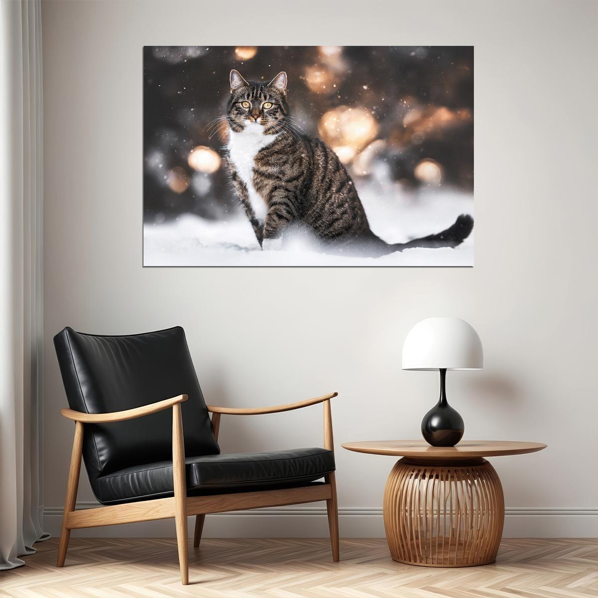 Cat In Snow Cute Animals Nature Life Poster Wall Art Print Home Wall Decor - xonomax
