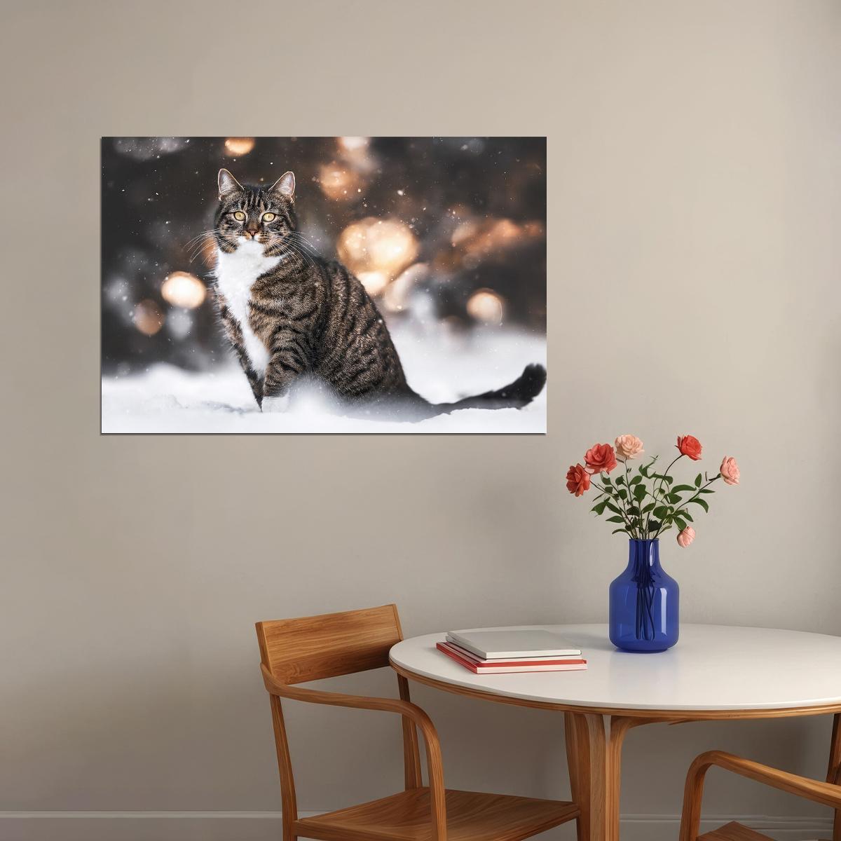 Cat In Snow Cute Animals Nature Life Poster Wall Art Print Home Wall Decor - xonomax
