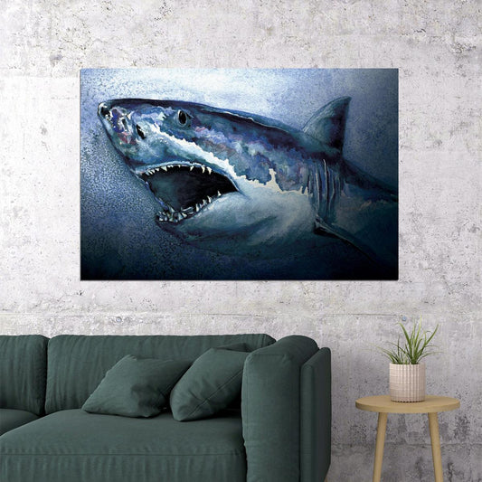 Shark Artistic Drawings Picture Chart Animals Art Poster Wall Art Print Home Wall Decor - xonomax