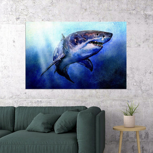 Shark Artistic Drawings Picture Chart Animals Poster Wall Art Print Home Wall Decor - xonomax