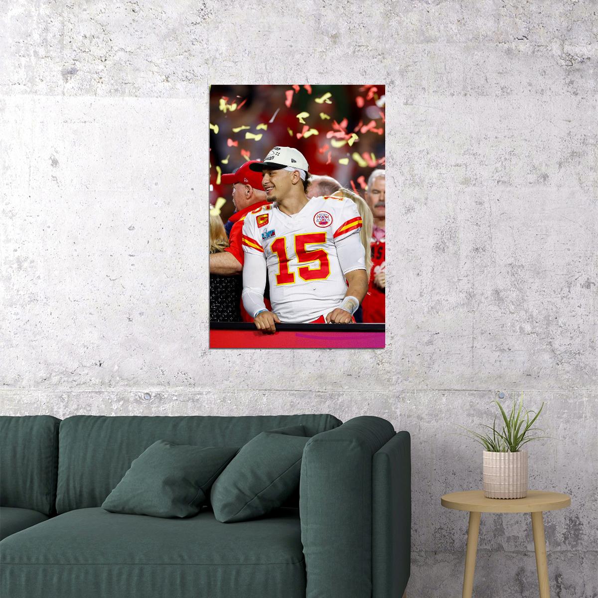 Patrick Mahomes American Footballer Kansas City Chiefs Poster Wall Art Print Home Wall Decor