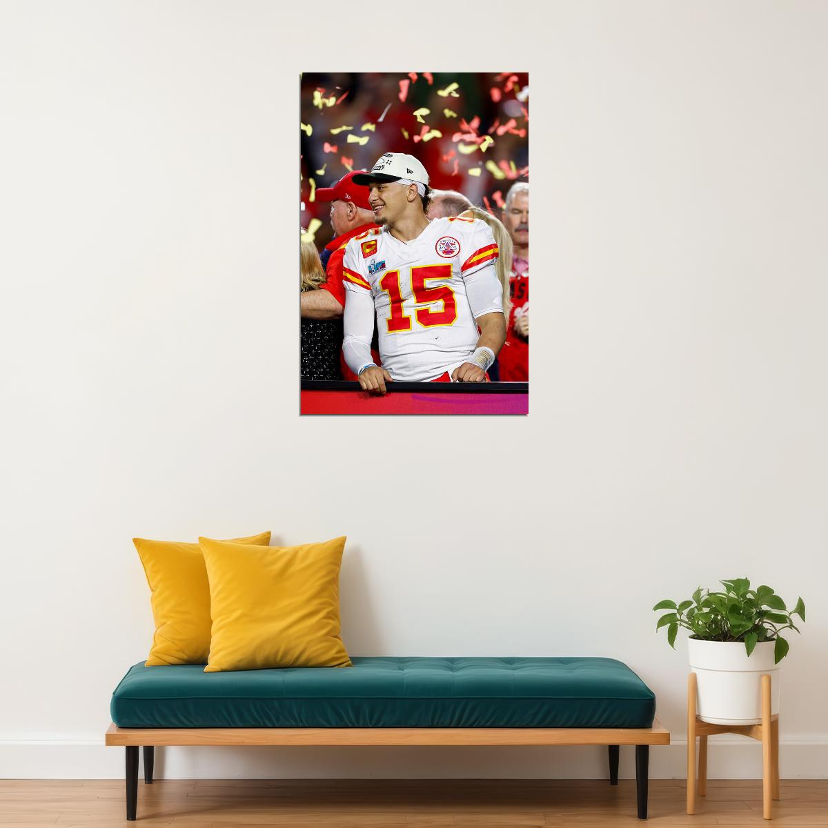 Patrick Mahomes American Footballer Kansas City Chiefs Poster Wall Art Print Home Wall Decor