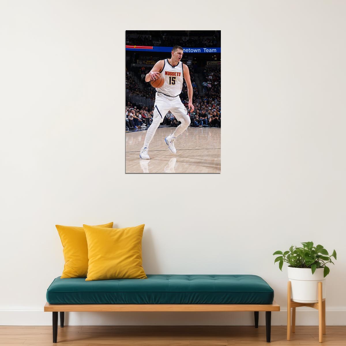 Denver Nuggets Basketball Match Nikola Jokic Basketball Poster Wall Art Print Home Wall Decor