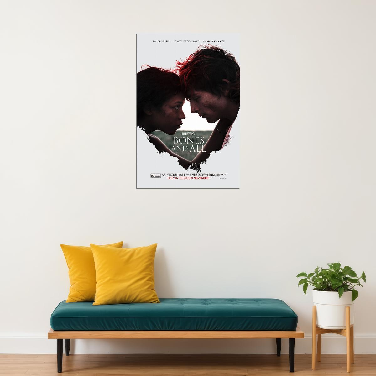 Bones And All Romantic Horror Guadagnino Chalamet Russell 2022 Poster Wall Art Print Home Wall Decor - xonomax