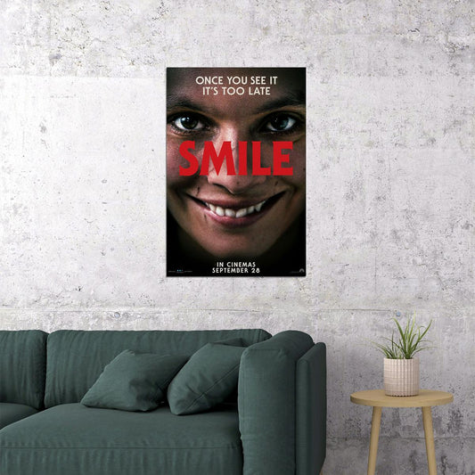 Smile American Psychological Horror Movie Finn Bacon 2022 Poster Wall Art Print Home Wall Decor - xonomax