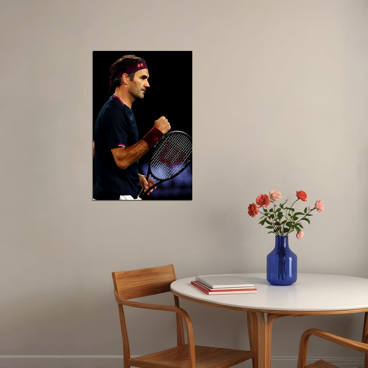 Roger Federer At Match Sport Athlete Poster Wall Art Print Home Wall Decor