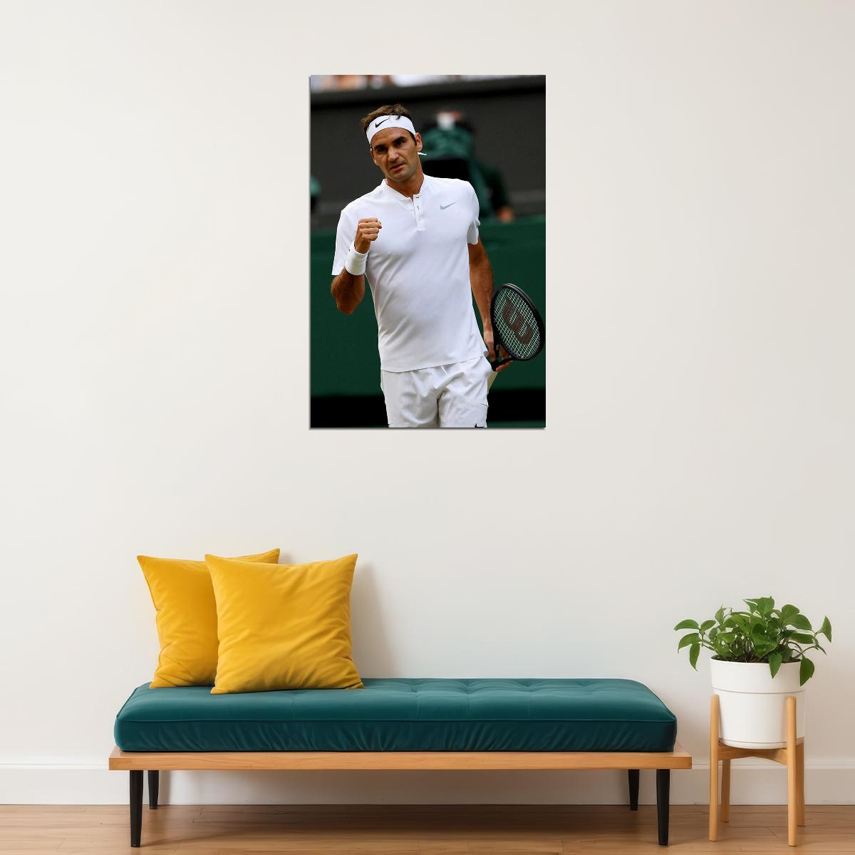 Roger Federer Racket In Hand Tennis Player Poster Wall Art Print Home Wall Decor