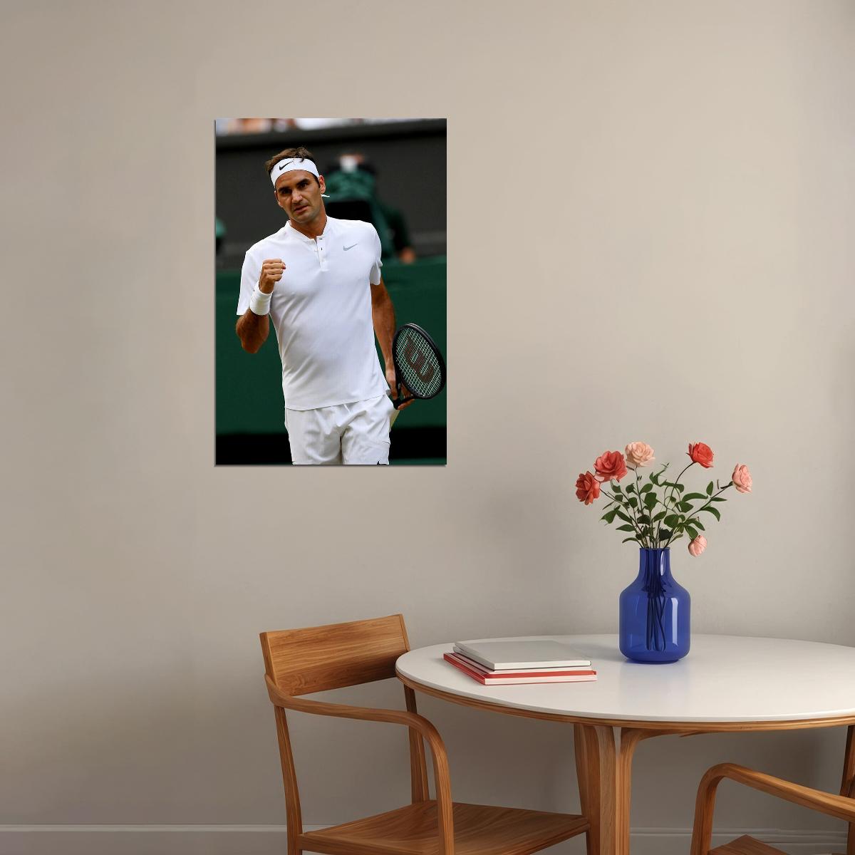 Roger Federer Racket In Hand Tennis Player Poster Wall Art Print Home Wall Decor