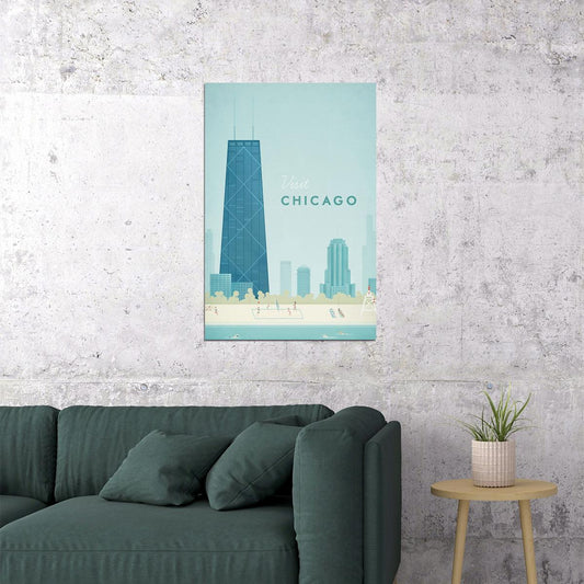 Chicago Travel City Landscape Vintage Poster Wall Art Print Home Wall Decor - xonomax