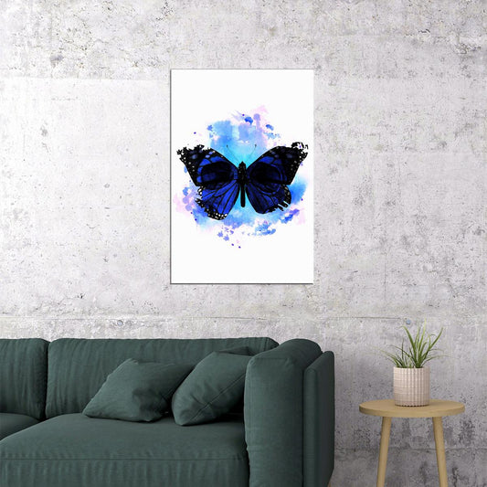 Skull Butterflies Flowered Skull Watercolor Poster Wall Art Print Home Wall Decor - xonomax