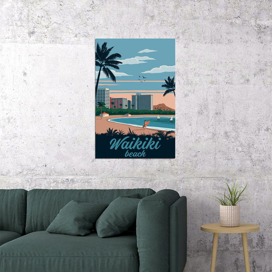Hawaii Beach Famous Attractions Sea Summer Poster Wall Art Print Home Wall Decor - xonomax