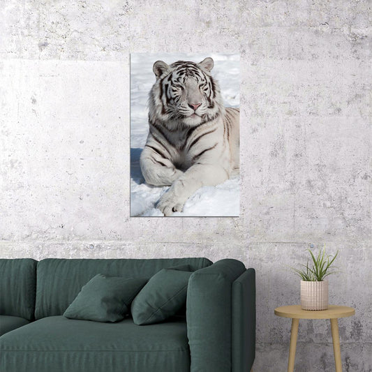Tiger Sitting On The Snows Poster Wall Art Print Home Wall Decor - xonomax