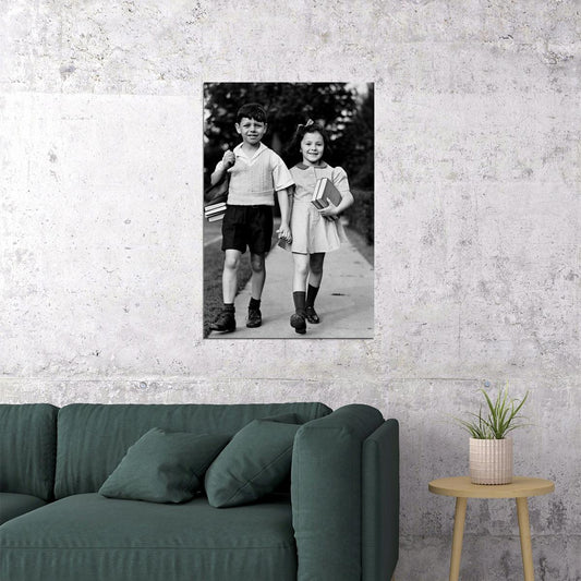 Children In School Black And White Vintage Poster Wall Art Print Home Wall Decor - xonomax