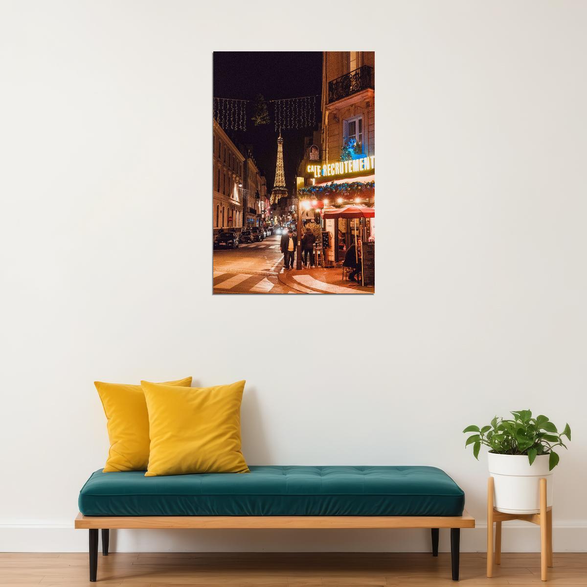 Boulevard Of Lights At Dusk Eiffel Remote View Poster Wall Art Print Home Wall Decor