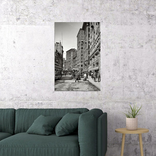Washington St Boston 1906 Black And White Photo Poster Wall Art Print Home Wall Decor - xonomax