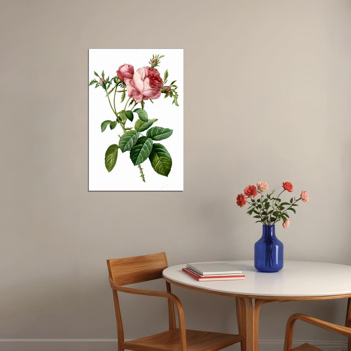Rose Colorful Flowering Plant Drawing Picture Poster Wall Art Print Home Wall Decor