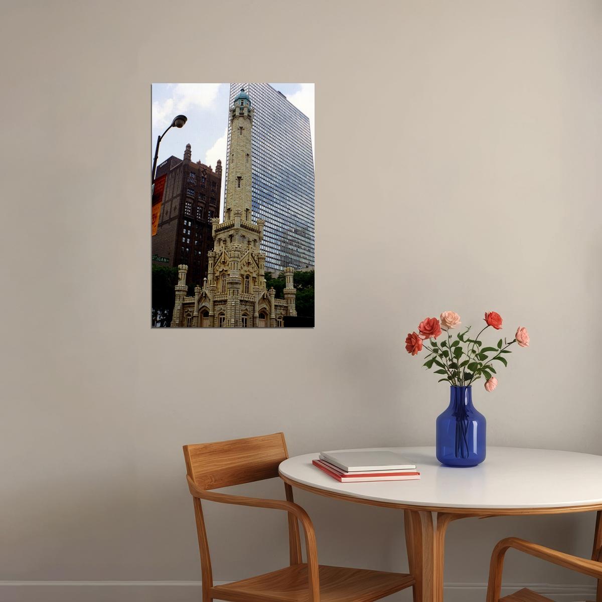 Chicago Water Tower Historical Building Poster Wall Art Print Home Wall Decor - xonomax