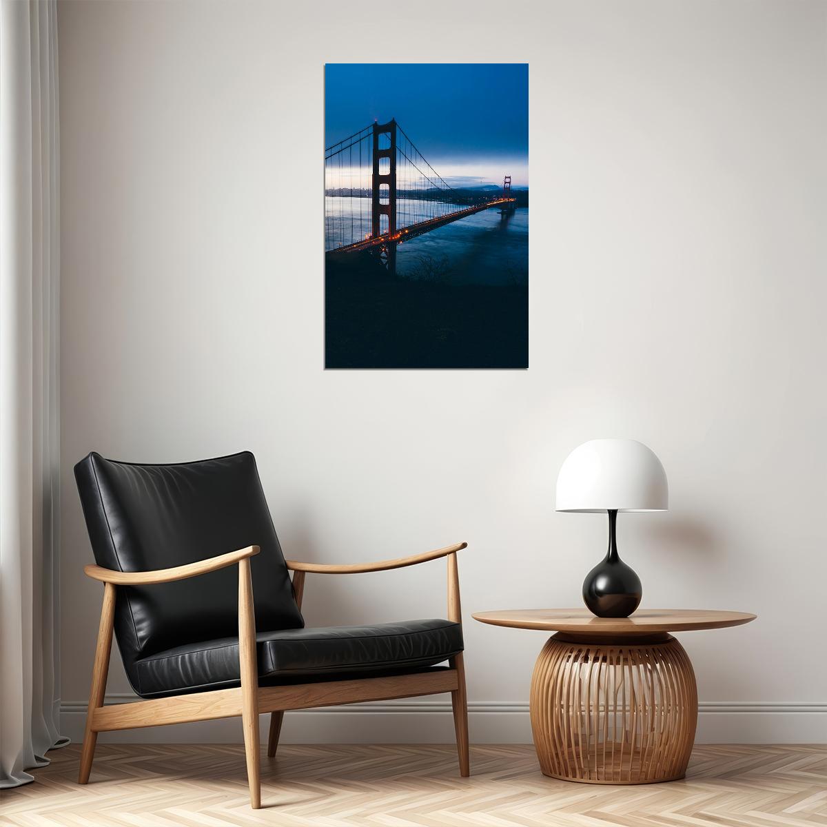 San Francisco Golden Gate Bridge At Night Landscape Poster Wall Art Print Home Wall Decor - xonomax