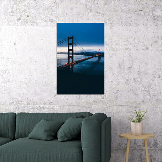San Francisco Golden Gate Bridge At Night Landscape Poster Wall Art Print Home Wall Decor - xonomax