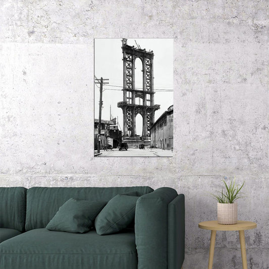 Manhatten Bridge Vintage Black And White 1937 Poster Wall Art Print Home Wall Decor - xonomax