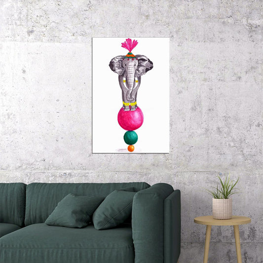 Circus Procession Elephants Watercolor Vintage Poster Wall Art Print Home Wall Decor - xonomax