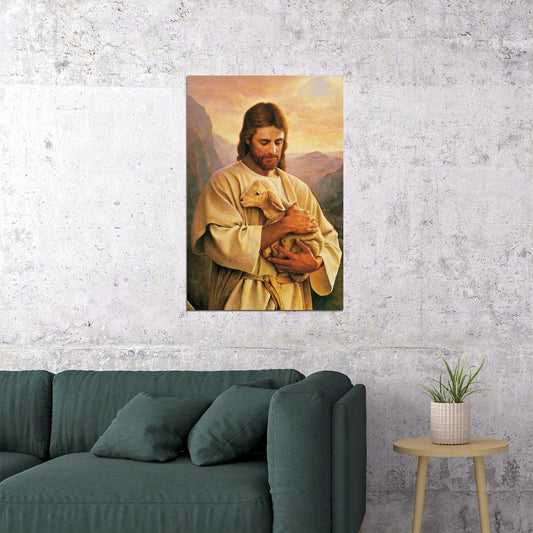 Shepherd Jesus With Lambs Oil Painting Vintage Poster Wall Art Print Home Wall Decor - xonomax